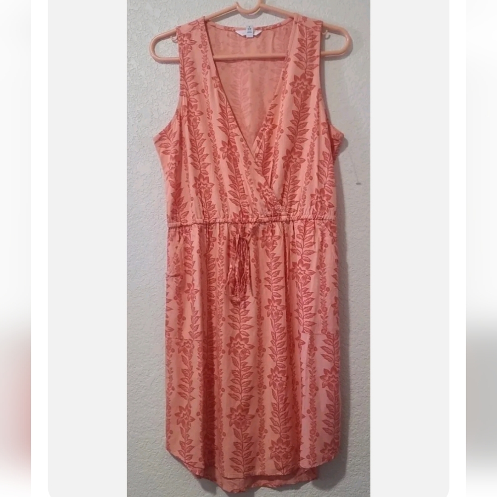 Women's Short Sleeve Woven Shirt Dress with Tie Front NWT Size S